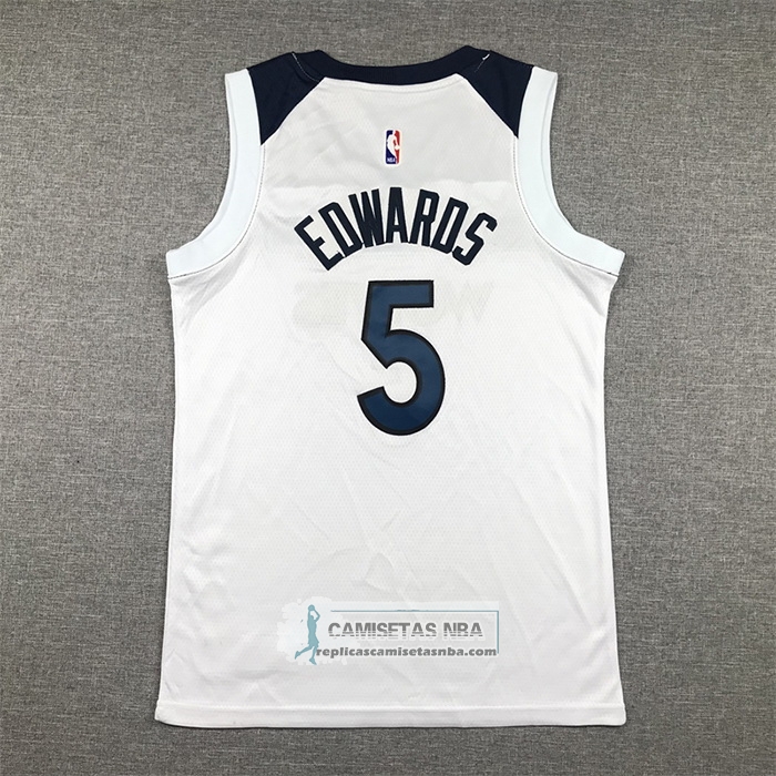 Camiseta Nino Minnesota Timberwolves Anthony Edwards NO 5 Association 2022-23 Blanco